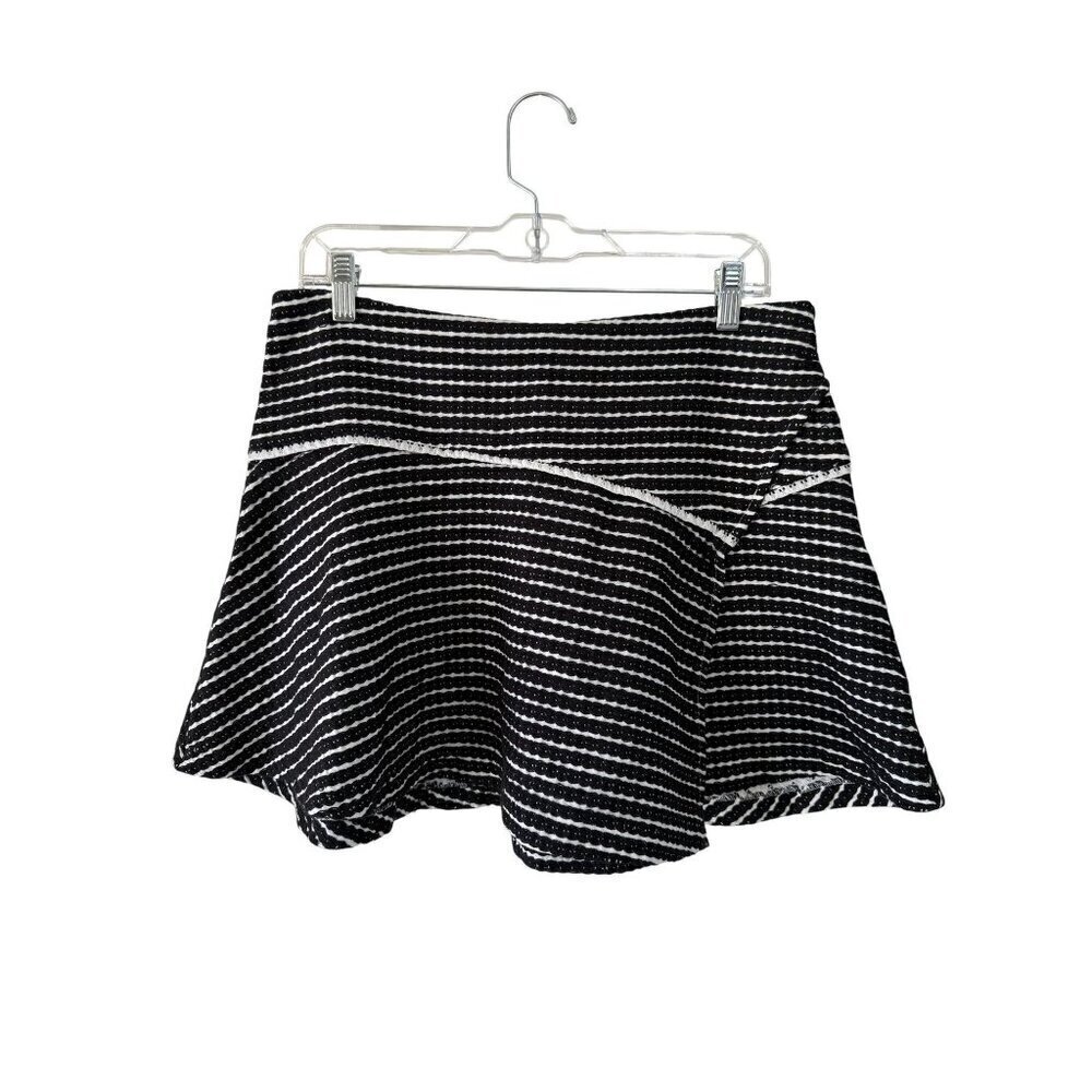 Free People Bento Black & White Woven Striped Skater Skirt Size 10